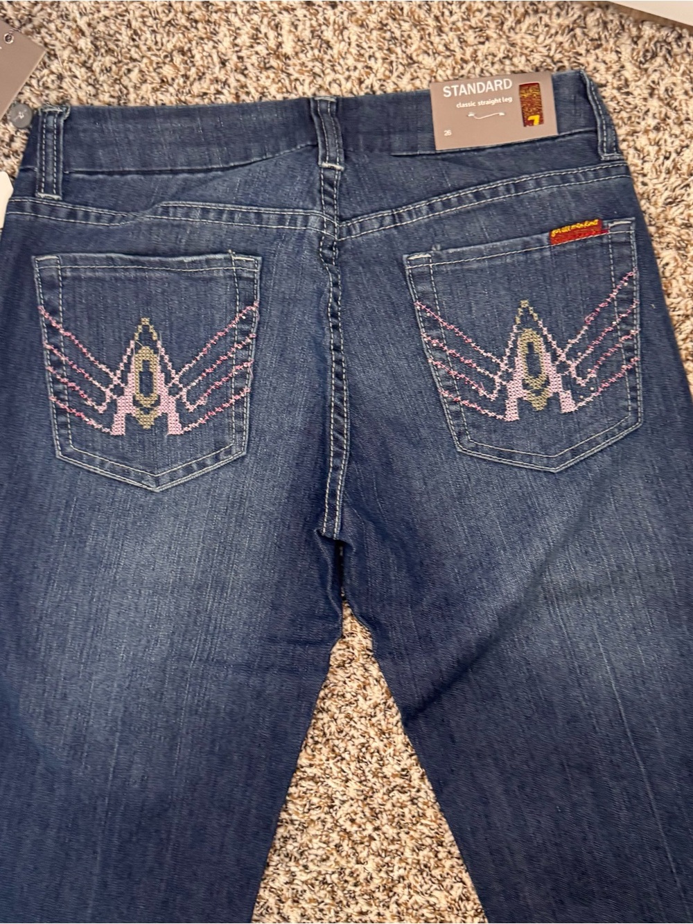 NWT 7 For All Mankind Standard Straight Leg Jeans Women 26 Dark Wash - Picture 5 of 8
